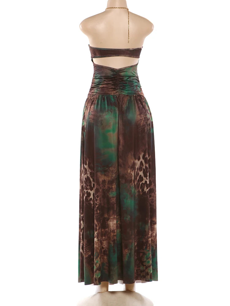 Women’s Elegant Hollow-Out Halter Maxi Dress.