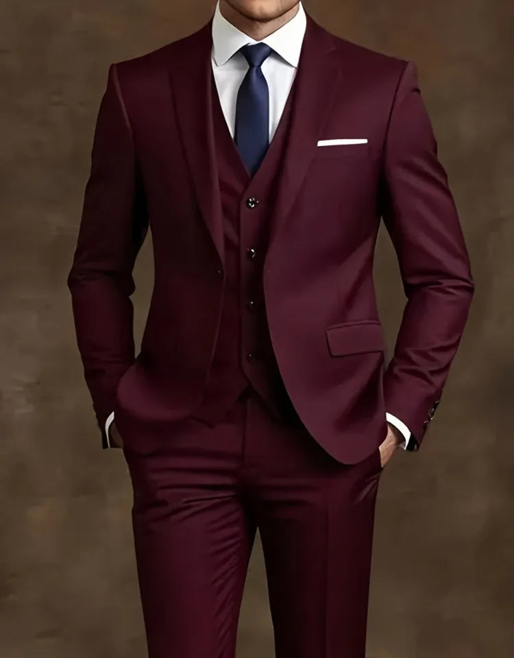 Men’s Elegant Slim Fit Tuxedo Suit Set – Classic Black Formal Suit for Weddings, Business, Parties & Special Occasions