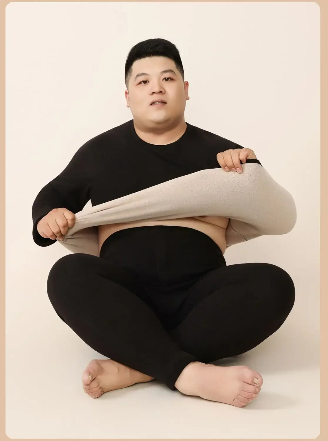 Men's Plus Size Fleece-Lined Thermal Underwear Set