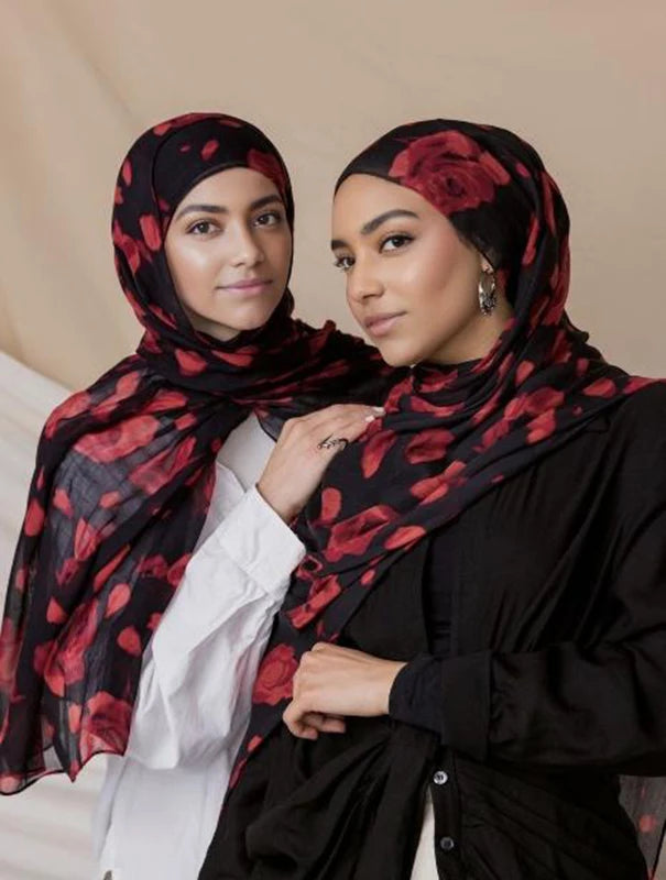 Women’s Leopard & Floral Print Bohemian Hijab Scarf