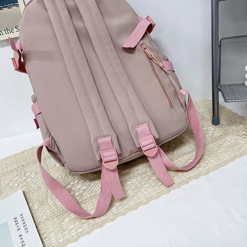Cute Women’s Waterproof Nylon Backpack – Multi-Pocket Kawaii School Bag, Laptop & Book Pack for Girls, Stylish Student Travel Backpack