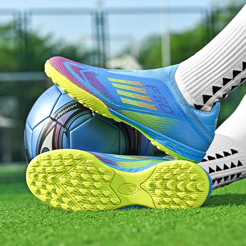 Men's Football Boots Without-lace Youth FG/TF Field Training Studded Fast Soccer Cleats Professional Non Slip Football Shoes
