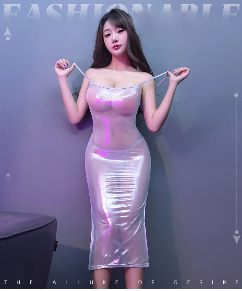 Women’s Shiny Bodycon Mini Dress