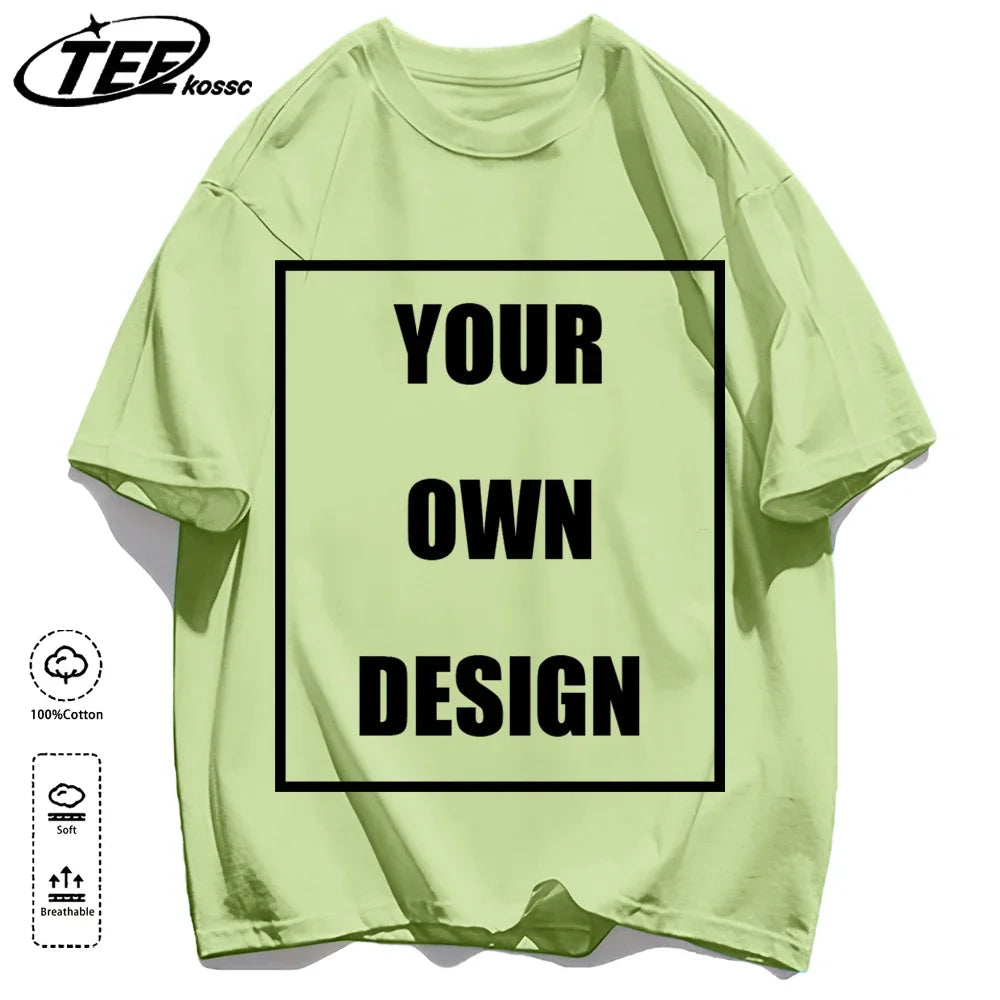 Customized LOGO Picture Men's Cotton T-Shirt Summer Colour Loose Short Sleeves Comfortable Fashion T Shirts Unisex O-Neck DIY Te