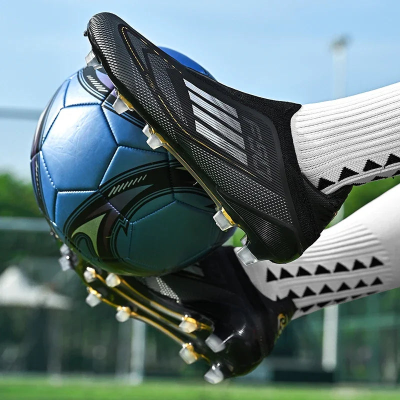 Men's Football Boots Without-lace Youth FG/TF Field Training Studded Fast Soccer Cleats Professional Non Slip Football Shoes