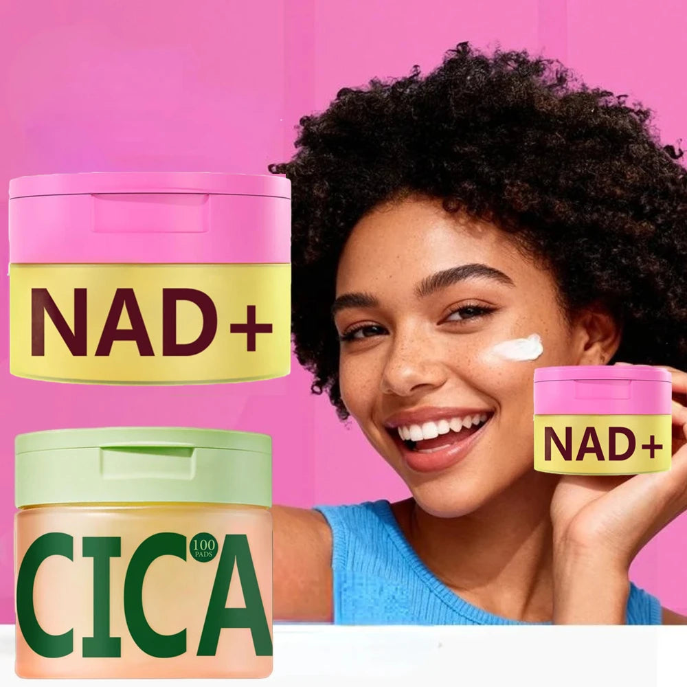Premium NAD+ Anti-Aging Skincare Kit – Rejuvenating Cream & 100pcs Centella Asiatica Polishing Pads for All Skin Types