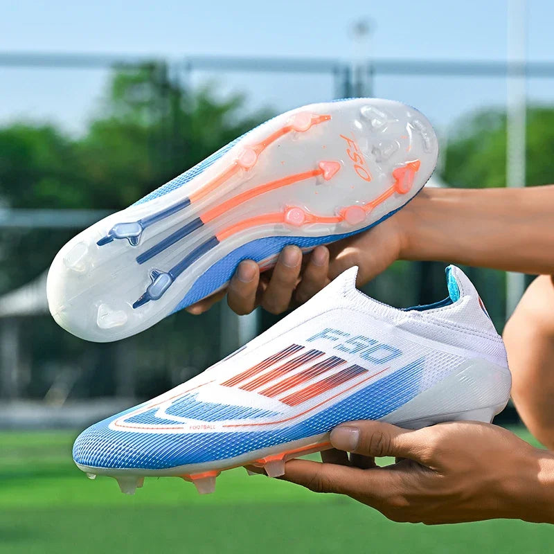 Men's Football Boots Without-lace Youth FG/TF Field Training Studded Fast Soccer Cleats Professional Non Slip Football Shoes