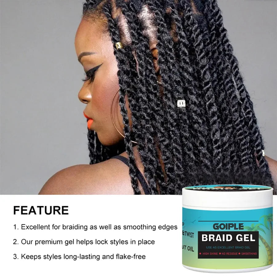 GOIPLE 100g Tea Tree Mint Braid Styling Gel – Edge Control Hair Wax Pomade for Frizz, Locs, Twists & Braids