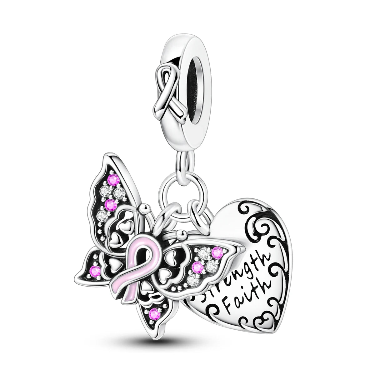 925 Sterling Silver Pink Ballet Girl Bow Pendant Charm Bead for Women – Elegant DIY Jewelry Making Charm for Bracelets & Necklaces