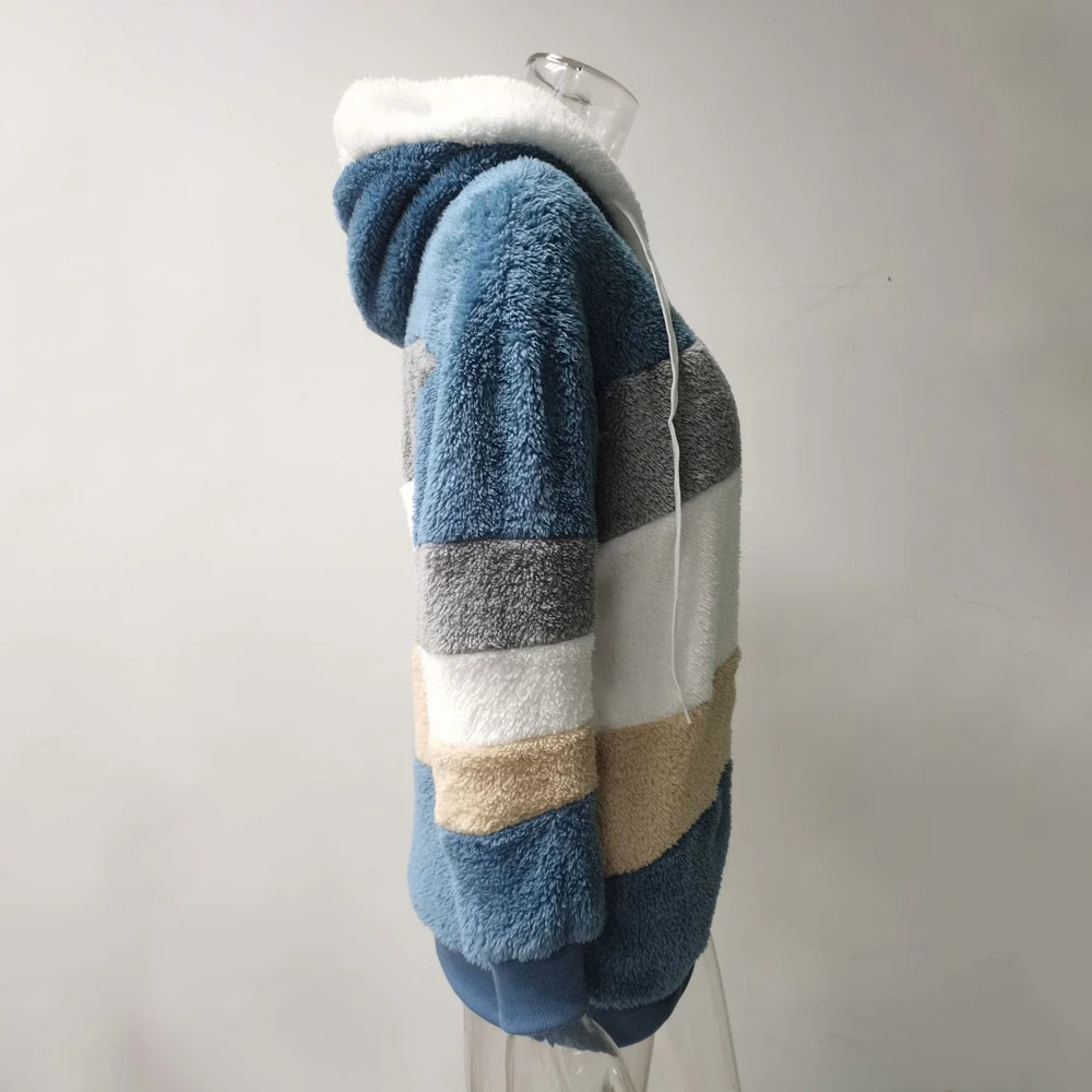 Women's Hooded Plaid Patchwork Winter Jacket