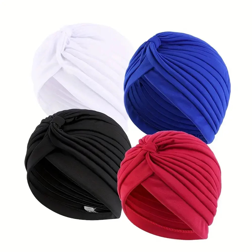 4-Piece Women’s Solid Color Turban Cap Set
