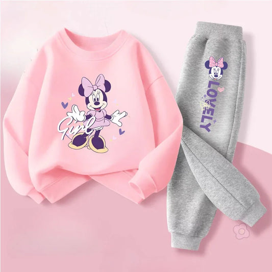Baby Girls 2-Piece O-Neck Sweatshirt and Pants Tracksuit Set