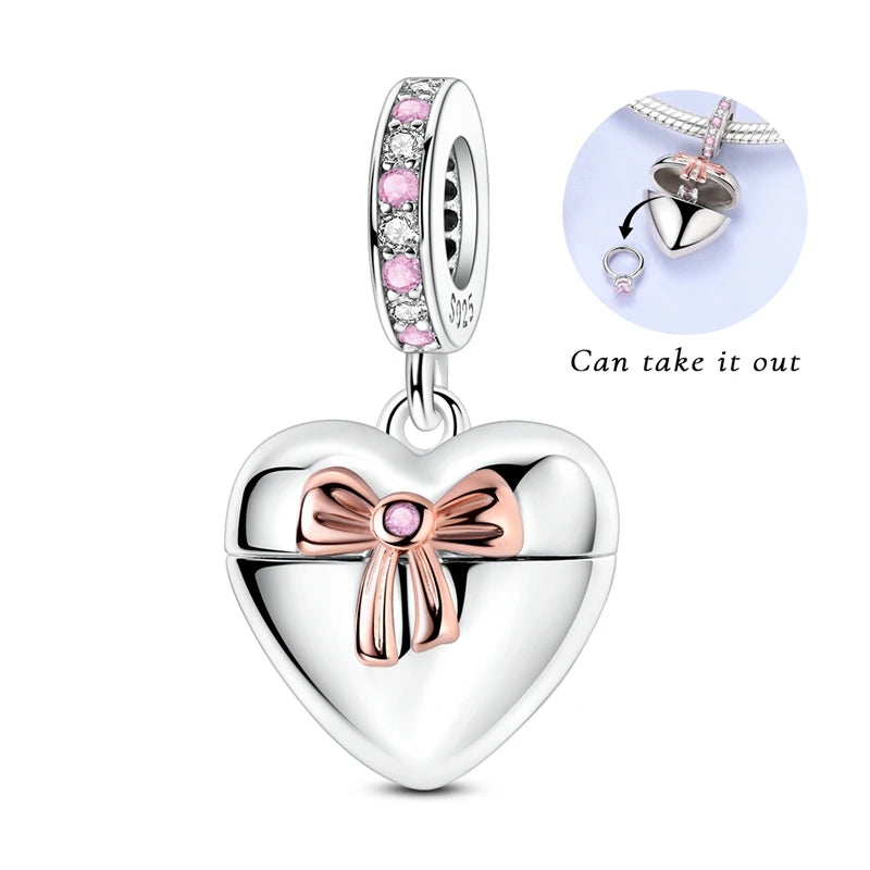 925 Sterling Silver Pink Ballet Girl Bow Pendant Charm Bead for Women – Elegant DIY Jewelry Making Charm for Bracelets & Necklaces