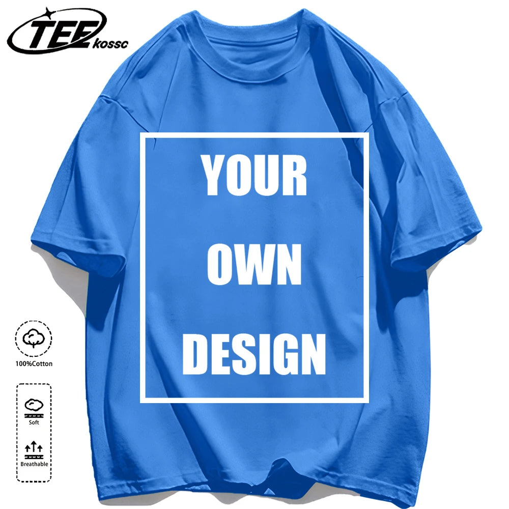 Customized LOGO Picture Men's Cotton T-Shirt Summer Colour Loose Short Sleeves Comfortable Fashion T Shirts Unisex O-Neck DIY Te