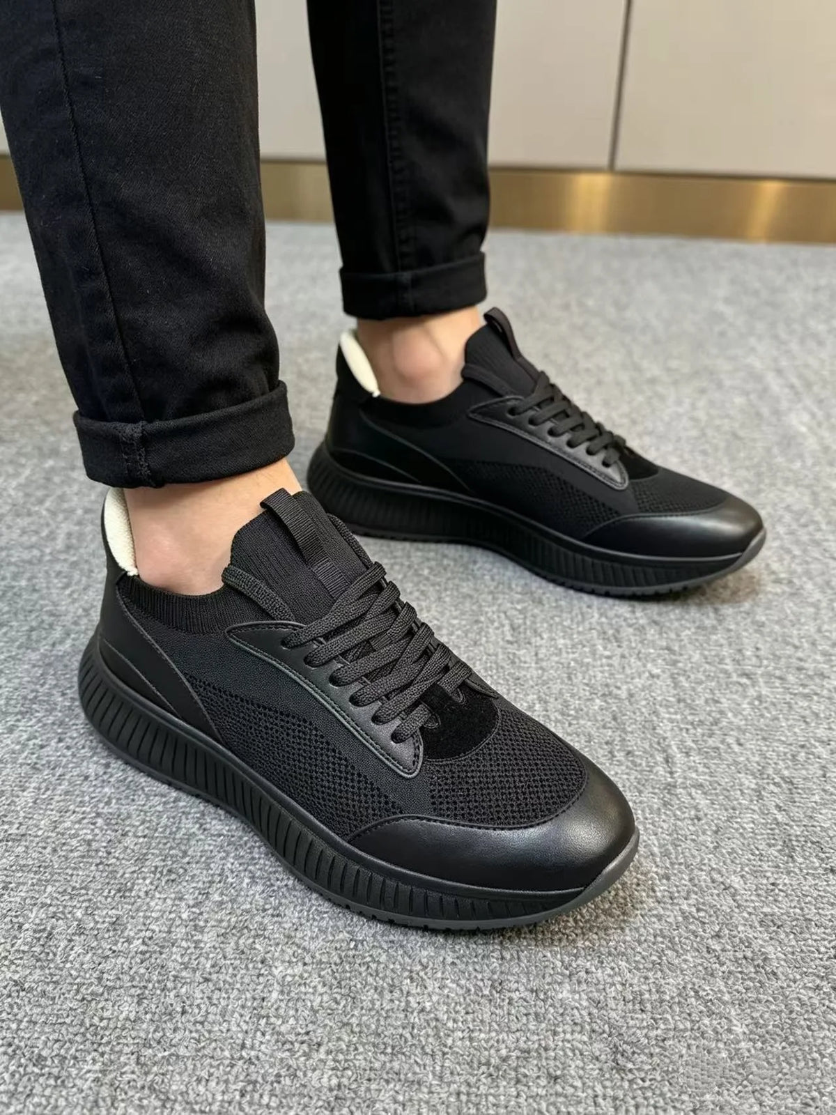 2026 Summer Breathable Sports Casual Shoes For Men, Thick Sole Height Increasing Lace Up Comfort Versatile Mesh Running Sneakers