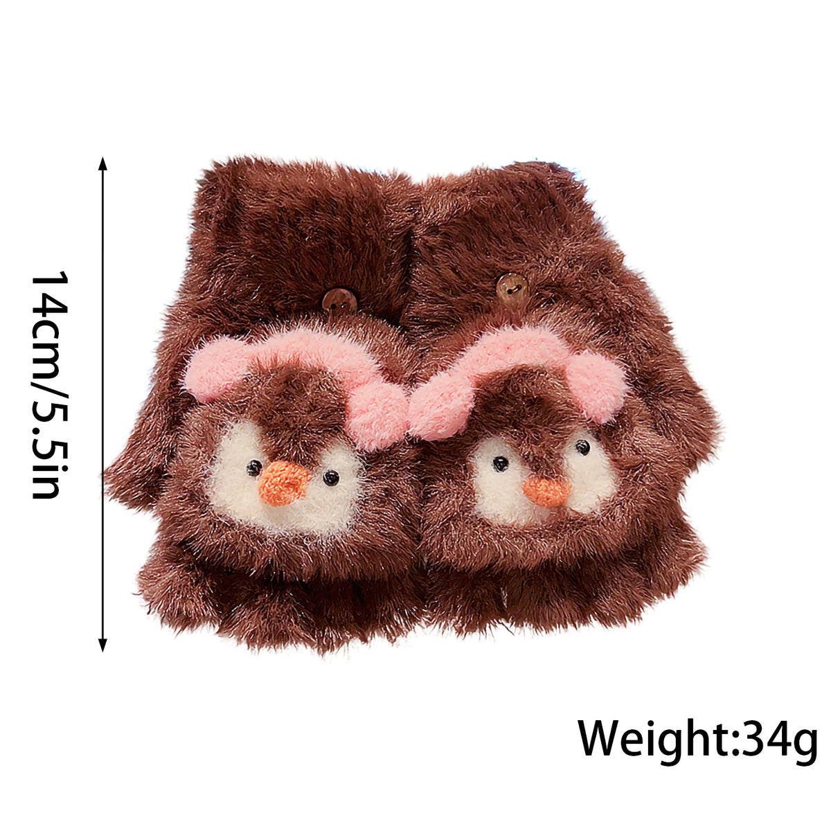 Cute Cartoon Animal Plush Flip Gloves Faux Mink Fur Convertible Half Finger Mittens Soft Warm Winter Gloves For Girls Boy Daily