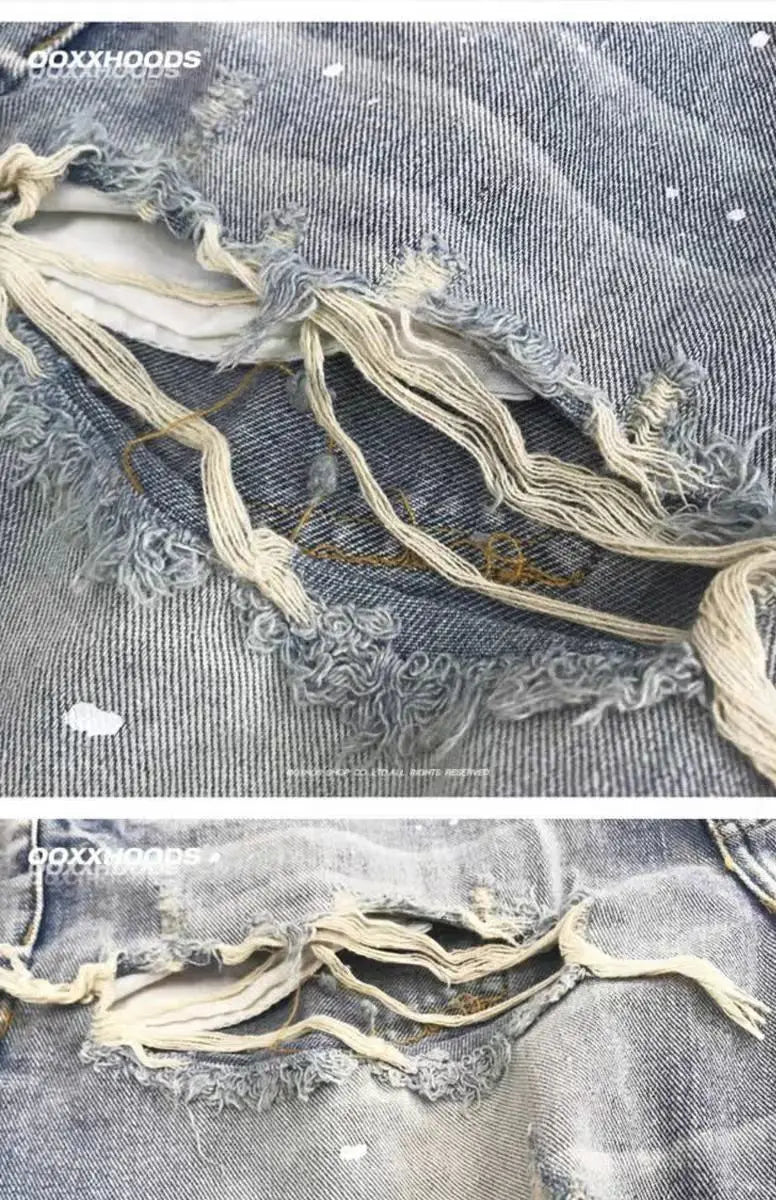 Trend 2026 Summer New Half Pants Retro Denim Washed Pants Ripped Hole Beggar Loose Casual Shorts High-end Luxury Man Clothes