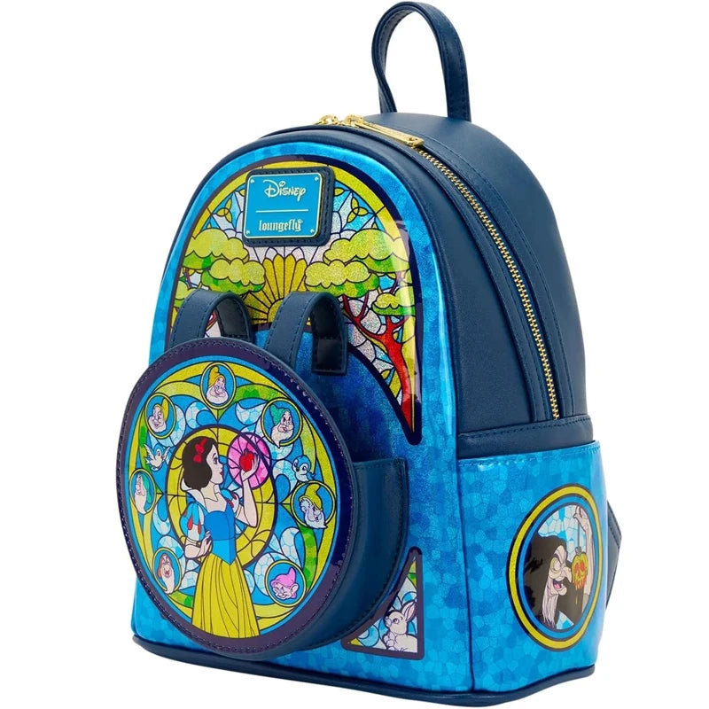 Loungefly Disney Princess Colored Glass Collection Mini Backpack & Wallet – Snow White & Princess Belle Fashion Accessories