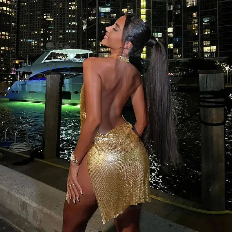 Women’s Sequin Halter Mini Dress