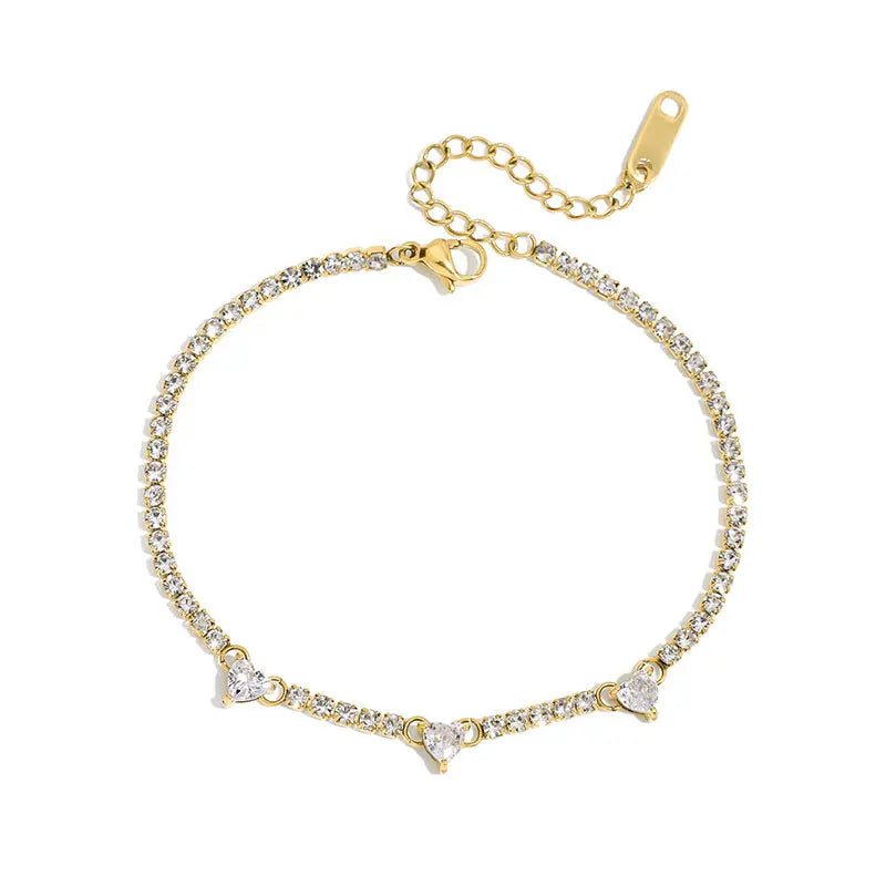 Women’s Heart Moissanite Tennis Bracelet – 14K Gold-Filled Fine Jewelry Gift