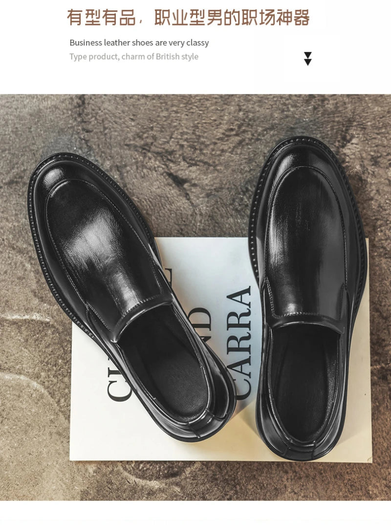 Men Vintage Burnished Leather Shoes 2026 Autumn New Trendy Low Top Slip On Casual Leather Shoes British Style Loafers For Men