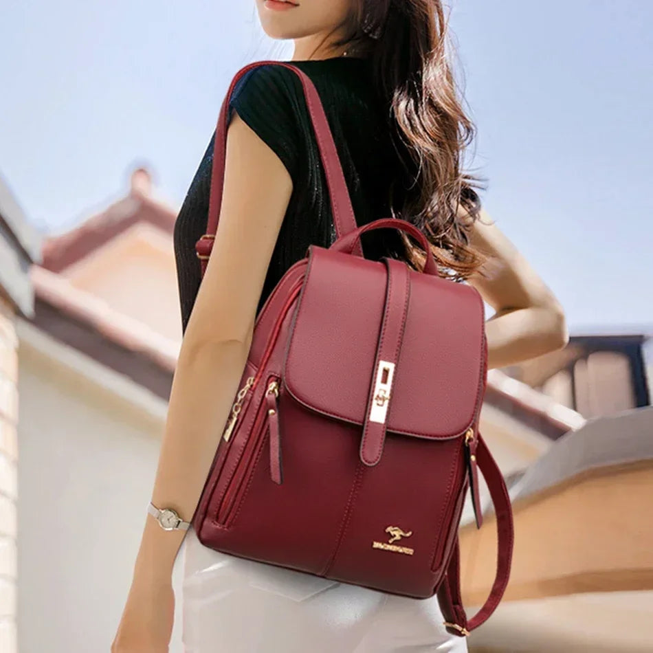 Women’s Casual Waterproof Synthetic Leather Backpack
