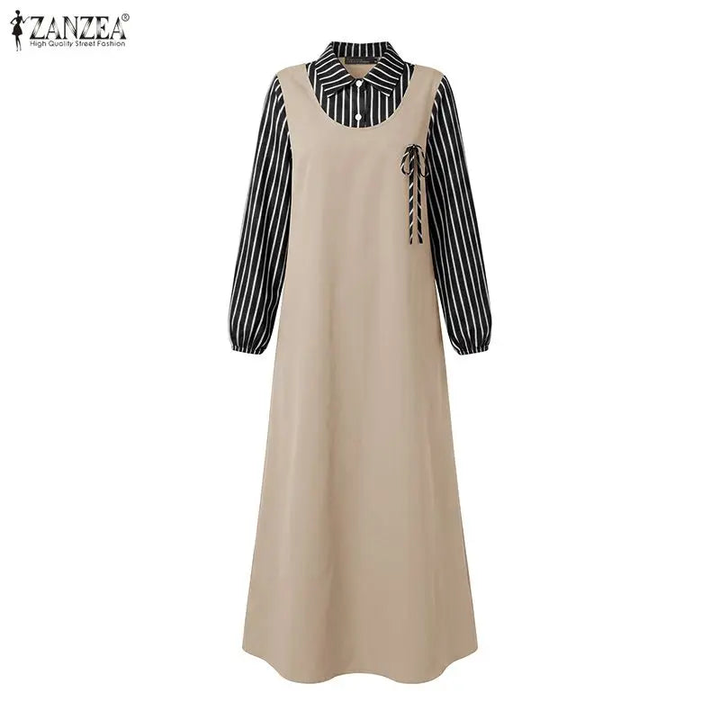 Elegant Striped Ramadan Maxi Dress