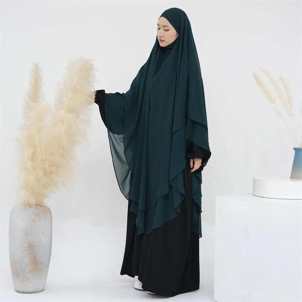 Women’s Elegant Chiffon Khimar & Abaya Set
