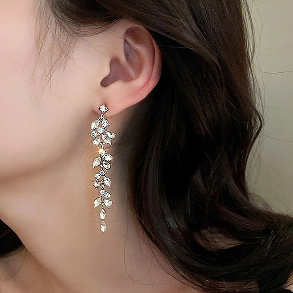Crystal Zircon Geometric Drop Earrings