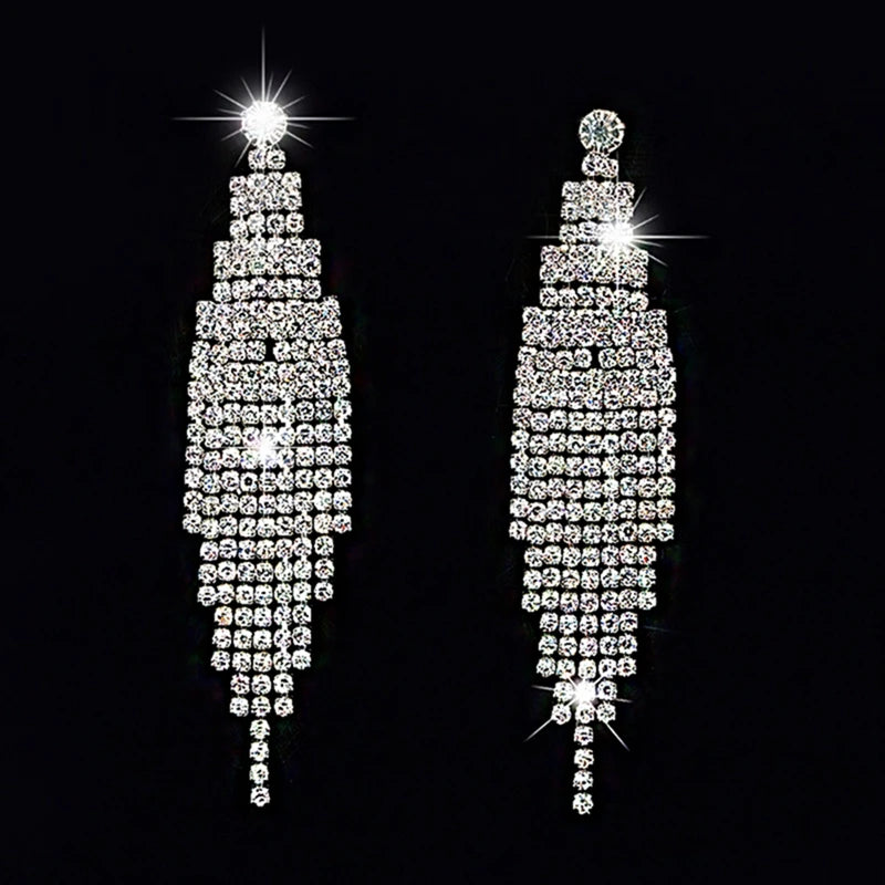 Crystal Zircon Geometric Drop Earrings