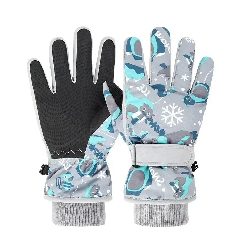 Waterproof Kids Winter Gloves, Thicken Warm Children Ski Gloves Snowboard Riding Cycling Snow Gloves for Boys Girls