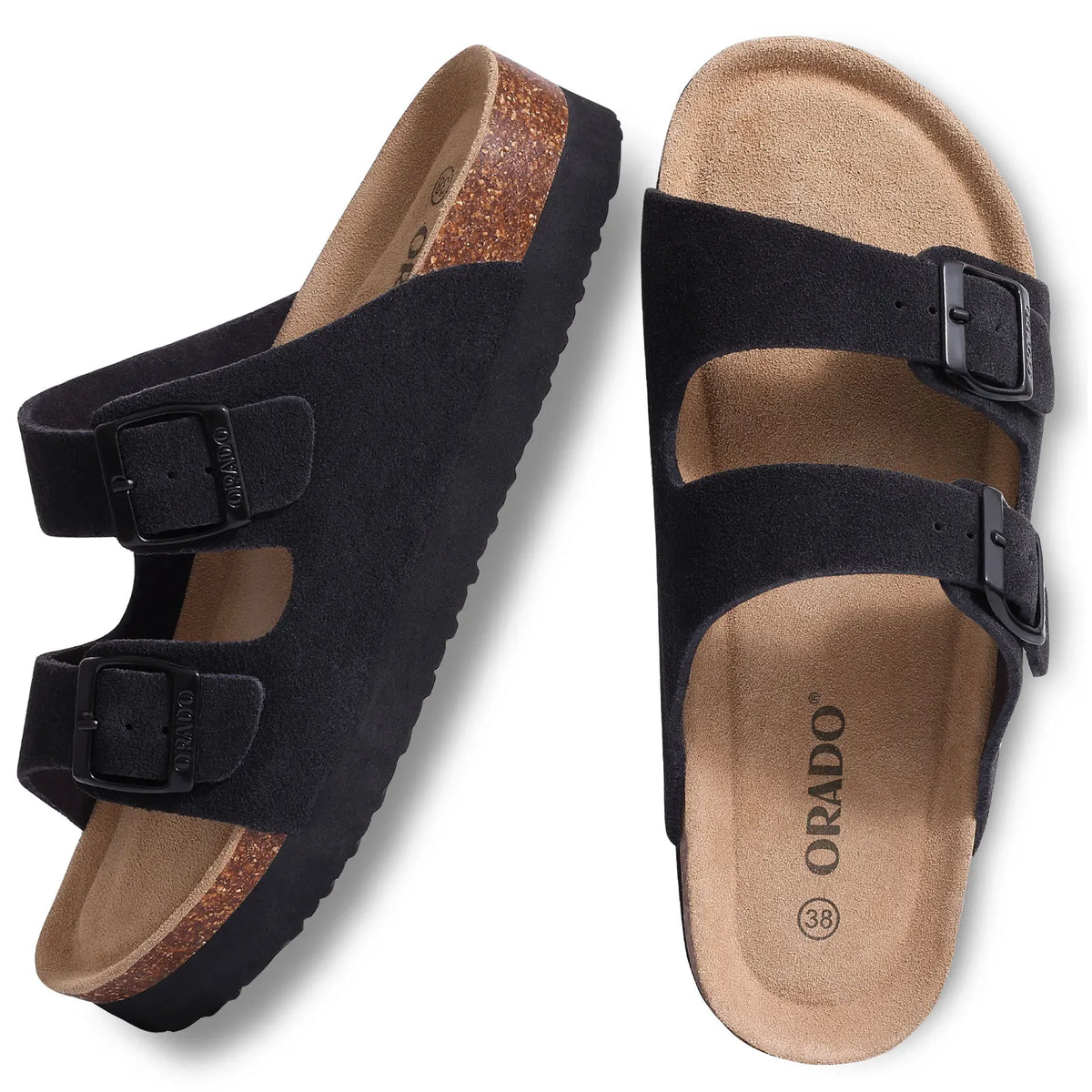 Bebealy Women's Cork Footbed Slide Sandal Summer Men Mules Fashion Women Clogs Slippers Outdoor Beach Sandals Adjustable Buckle
