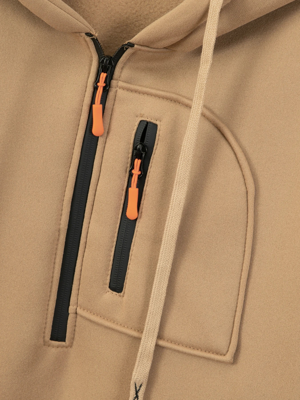 Men's hooded sport casual sweatshirt with industrial style loose fleece pullover trendy brand multi-pocket men's shirt