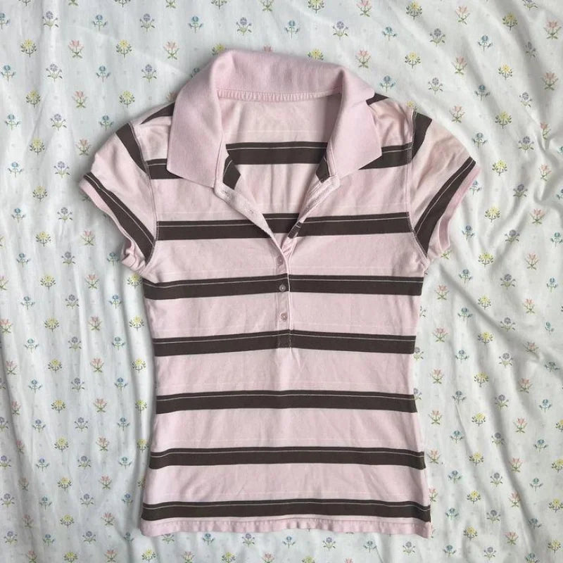 Women’s Y2K Striped Square Neck Top