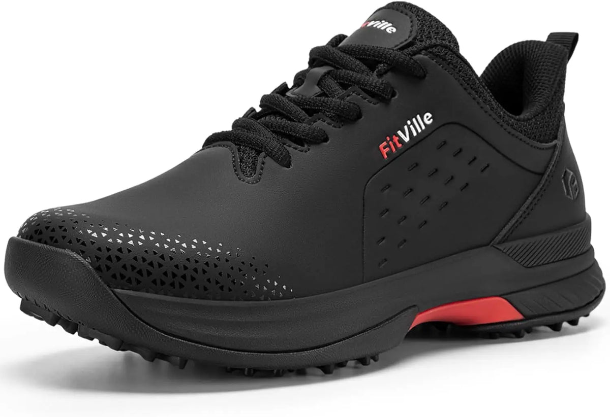 FitVille Men'S Golf Shoes Extra Wide Waterproof, Professional No-Slip Spiked Golf Shoes With Arch Support For Wide Feet