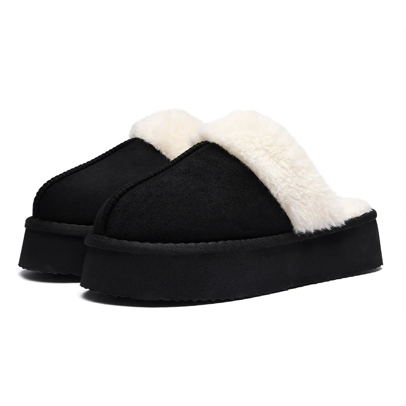 Kidmi Warm Fluffy Women Slippers Classic Brand Fuzzy House Slippers Indoor Soft Memory Foam Slippers Outdoor Antiskid Slippers