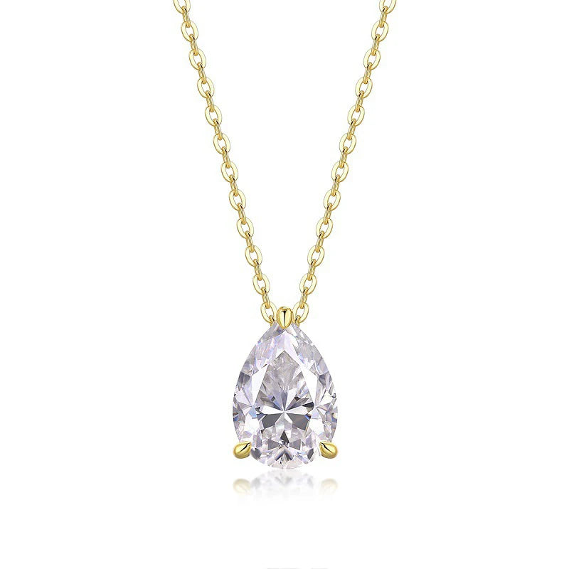Women’s 2.5ct Moissanite Teardrop Pendant Necklace – 14K Gold-Filled Fine Jewelry Gift