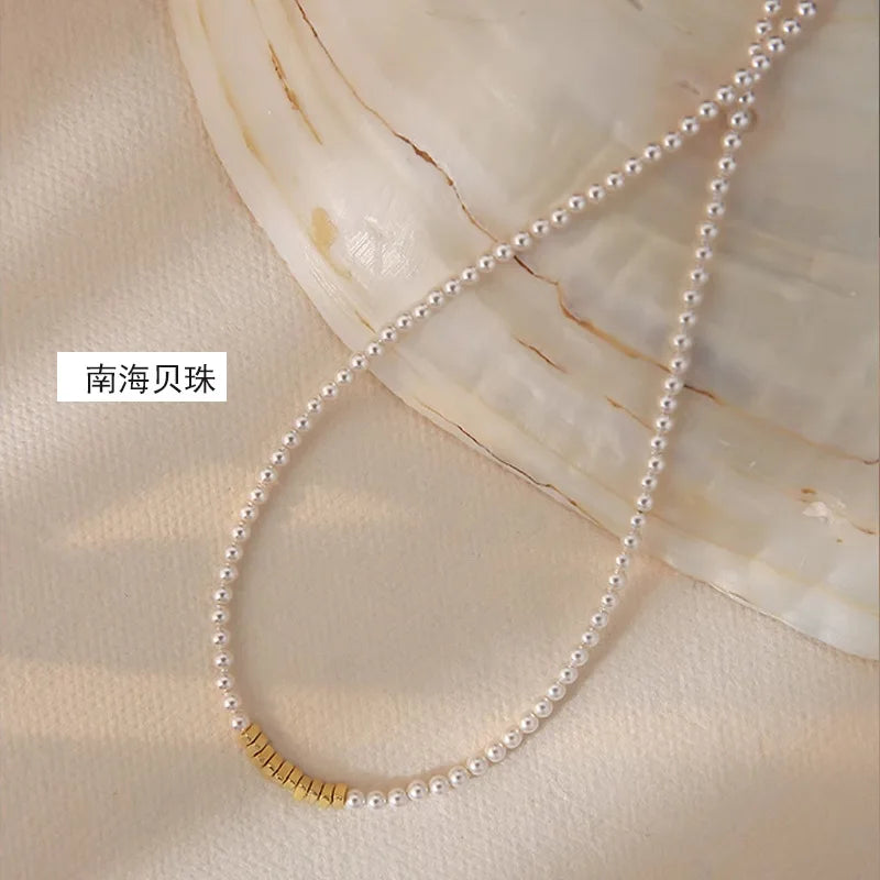 Minar Exquisite 14K Gold-Plated Copper Beaded Choker Necklace with Imitation Pearls, Elegant Women’s Birthday Gift