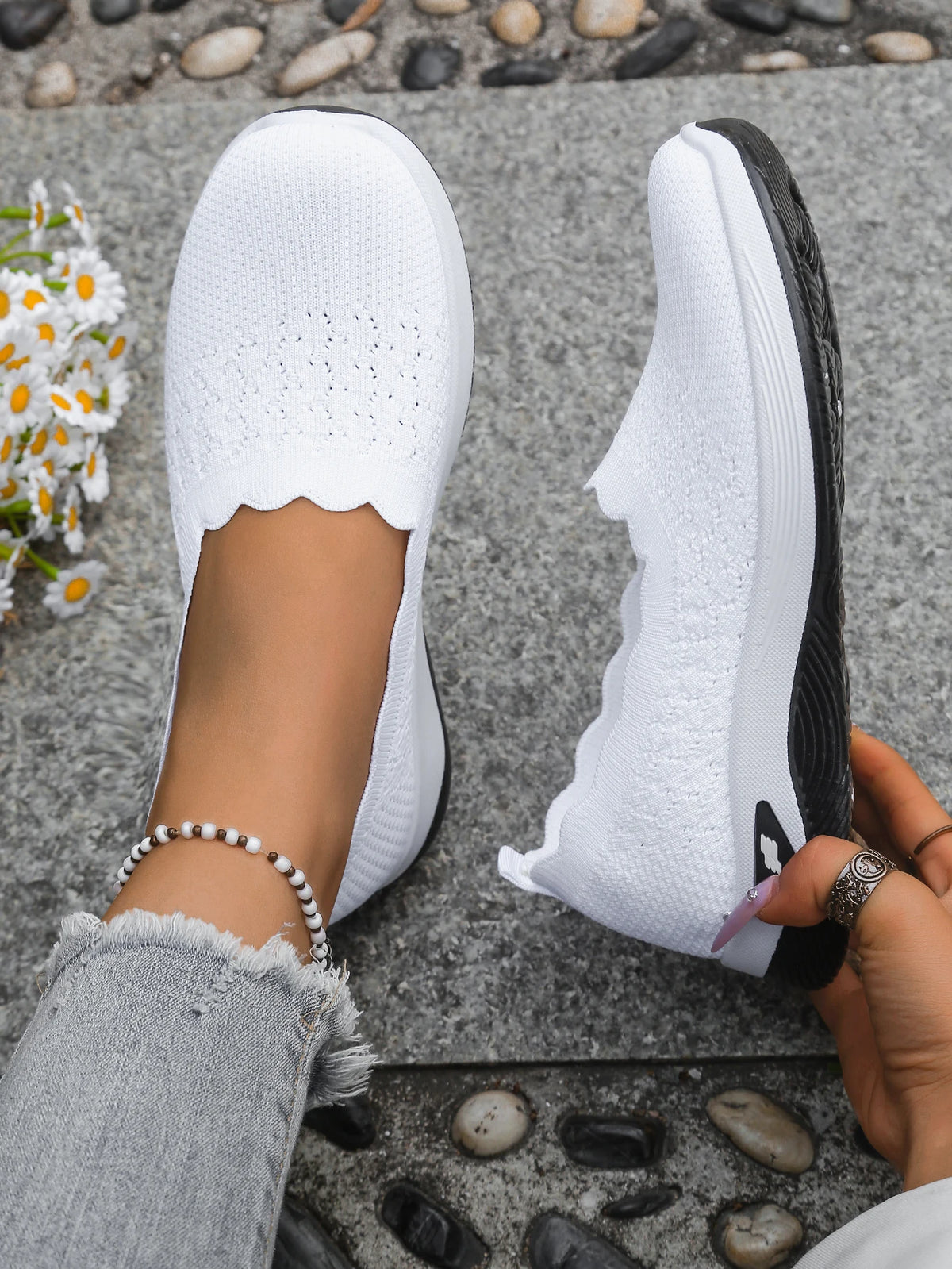 Women's 2026 Summer Breathable Knit Slip-On Sneakers Ultra Lightweight Soft Sole Comfortable Casual Loafers for Daily Work Walk