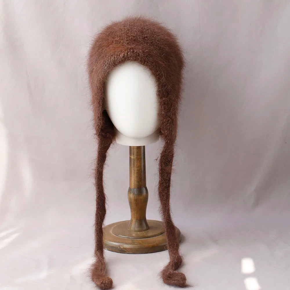 2025 NEW Winter Hat Real Rabbit Fur Winter Hats For Women Fashion Warm Hats Upgrade thickened extended Pullover scarf hat