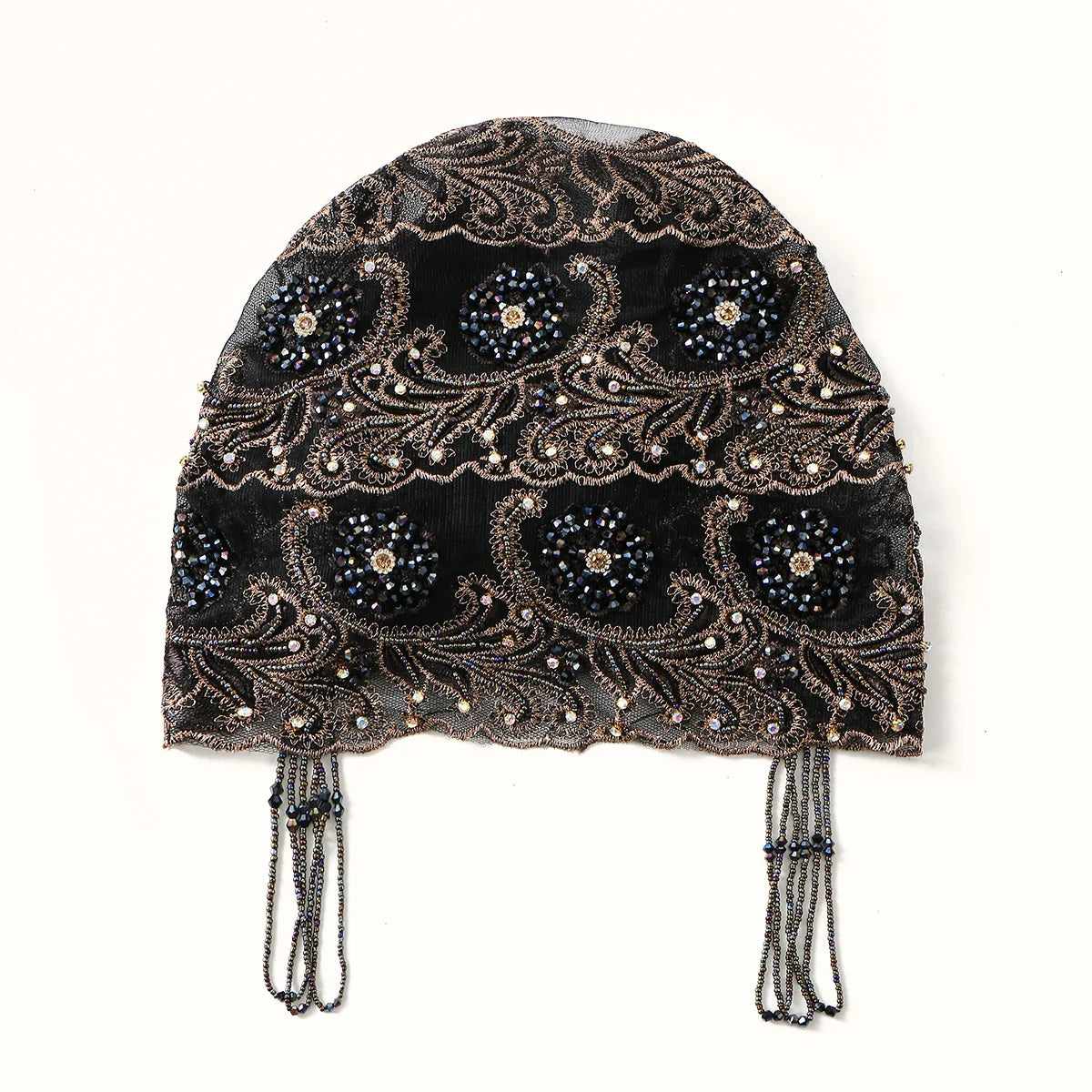 Women’s Luxury Pearl Embroidered Mesh Hijab Cap