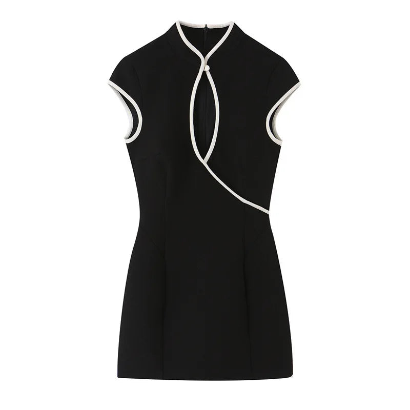 Women’s Elegant V-Neck Hollow-Out Mini Dress