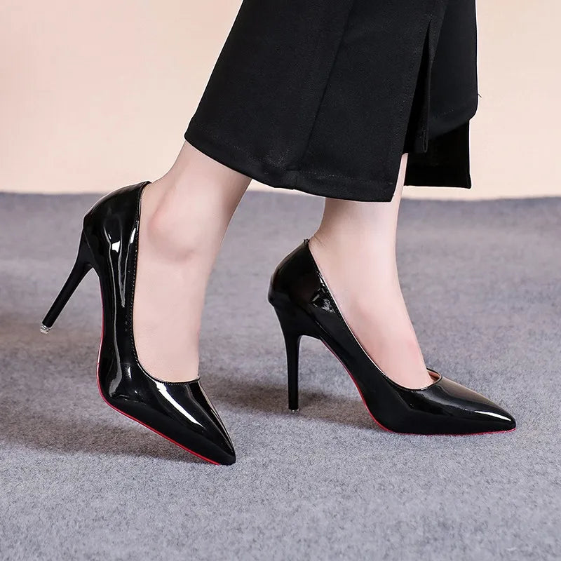 Classic Patent Pointed Toe Stiletto Pumps