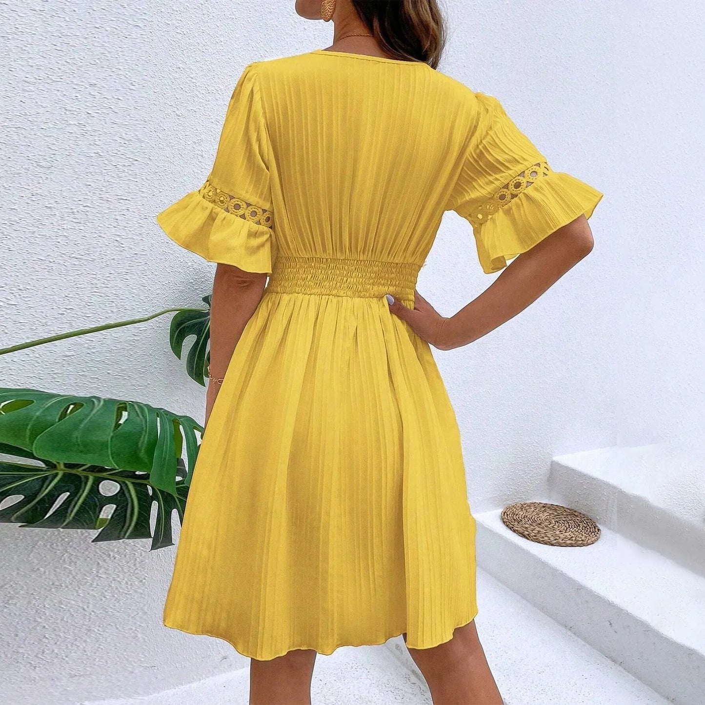 Women’s V-Neck A-Line Mini Dress.