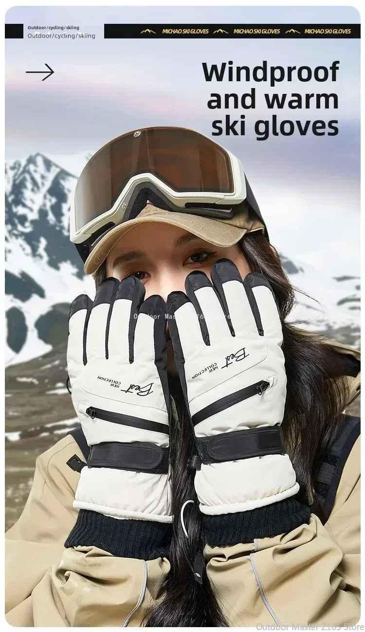 Winter Cycling Gloves Non Slip Touch Ski Gloves Snowboard Accessories Waterproof Pocket Warm Men's and Women's Thermal Gloves