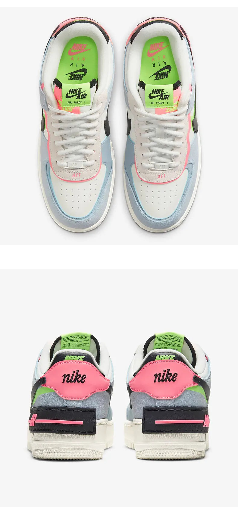 Nike Air Force 1 Shadow Pink & Blue Sneakers – CU8591-101