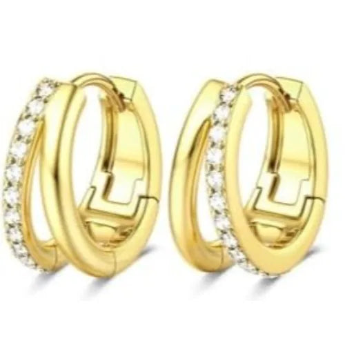14K Gold-Plated Stainless Steel Classic Stud Earrings