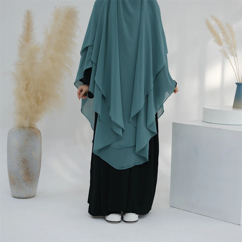 Women’s Elegant Chiffon Khimar & Abaya Set