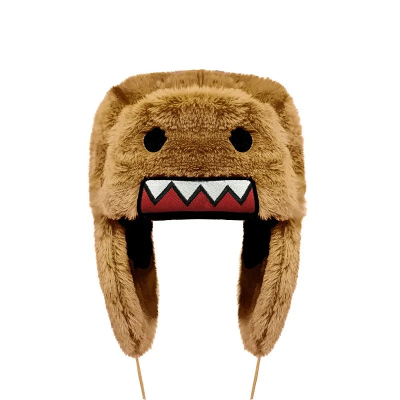 Domo Kun Cartoon Winter Warm Autume Brown Hats Ushanka Hats Cute Embroidery Cap for Girl Kids Anime Earfla Gorras Men Women Caps