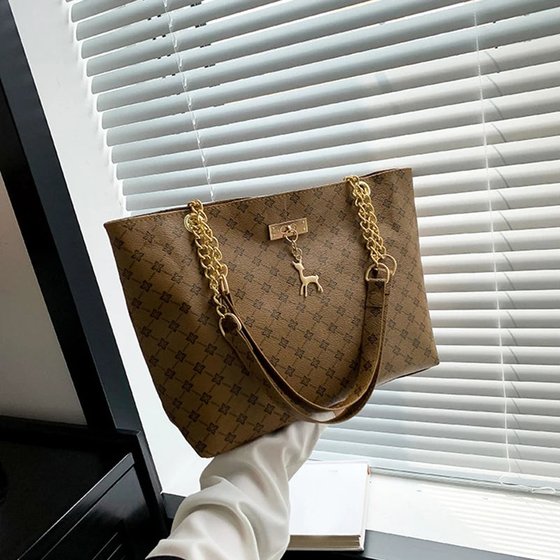 Women’s Fashion Plaid PU Shoulder Tote Bag